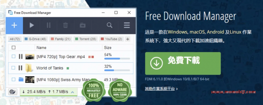 100M/s下载速度！支持全平台，轻松暴力提速 FDM全平台版本含浏览器拓展，多线程下载工具_02